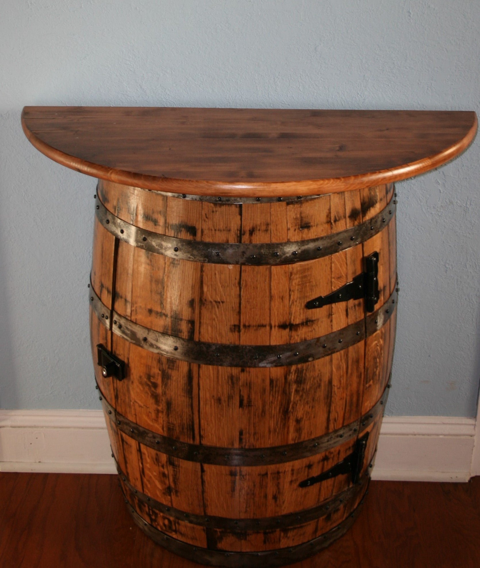 Half Barrel Bar Table Single Door
