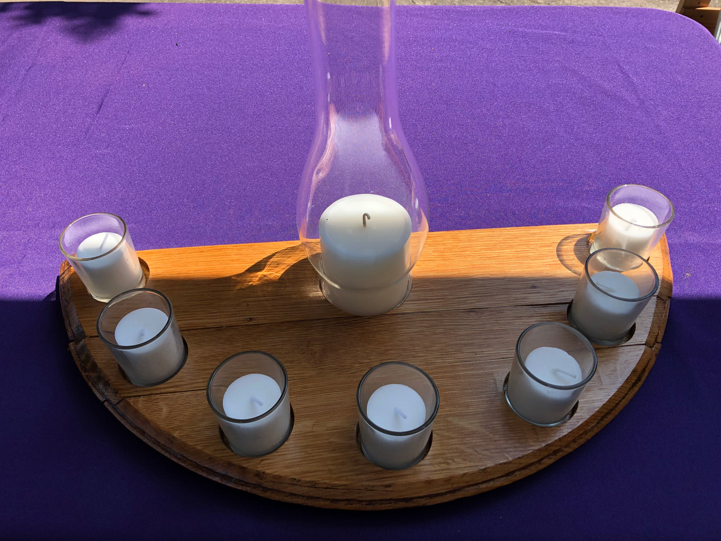 Half Barrel Head Candle Holder