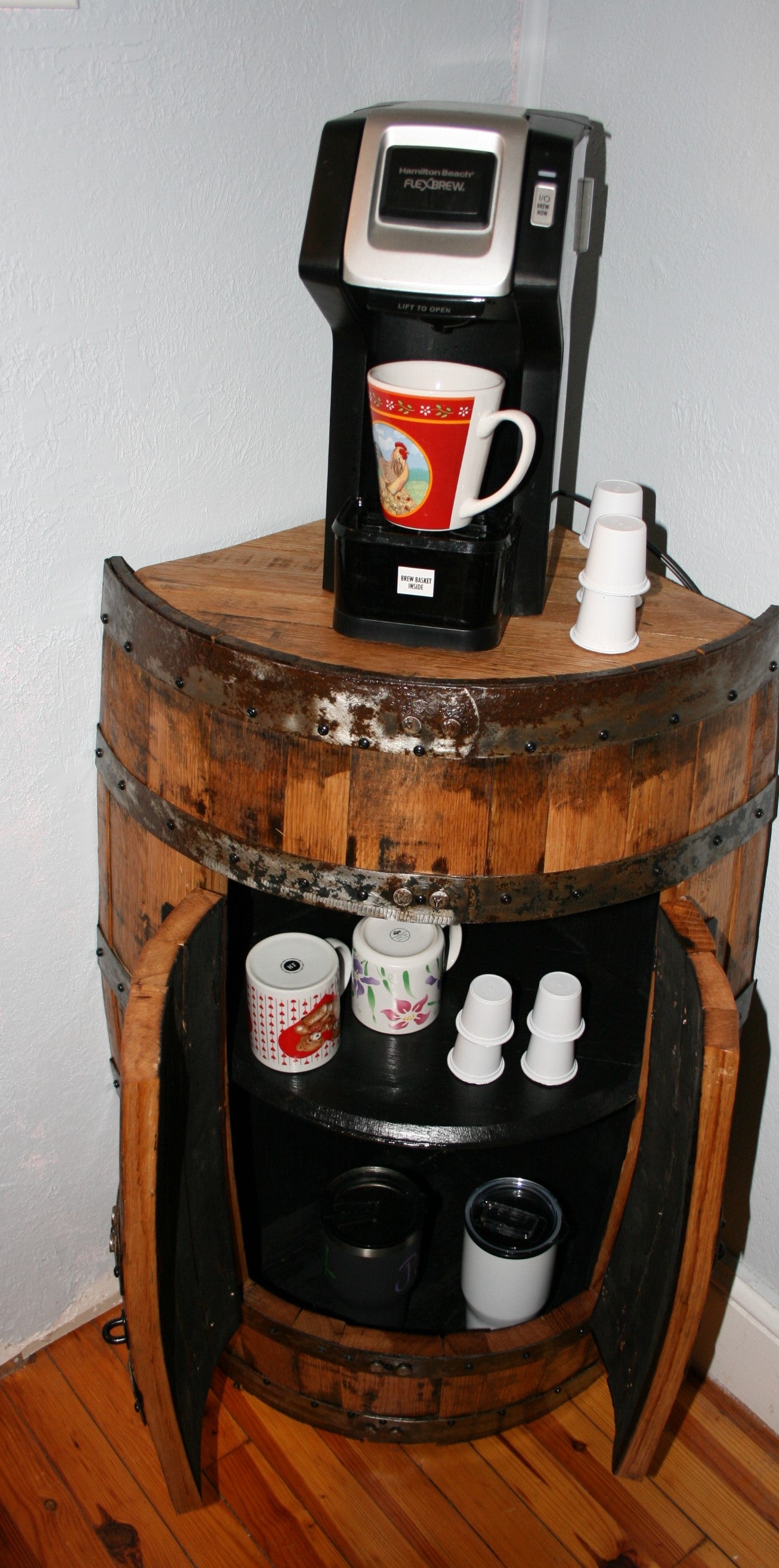 Corner Barrel Bar Double Doors