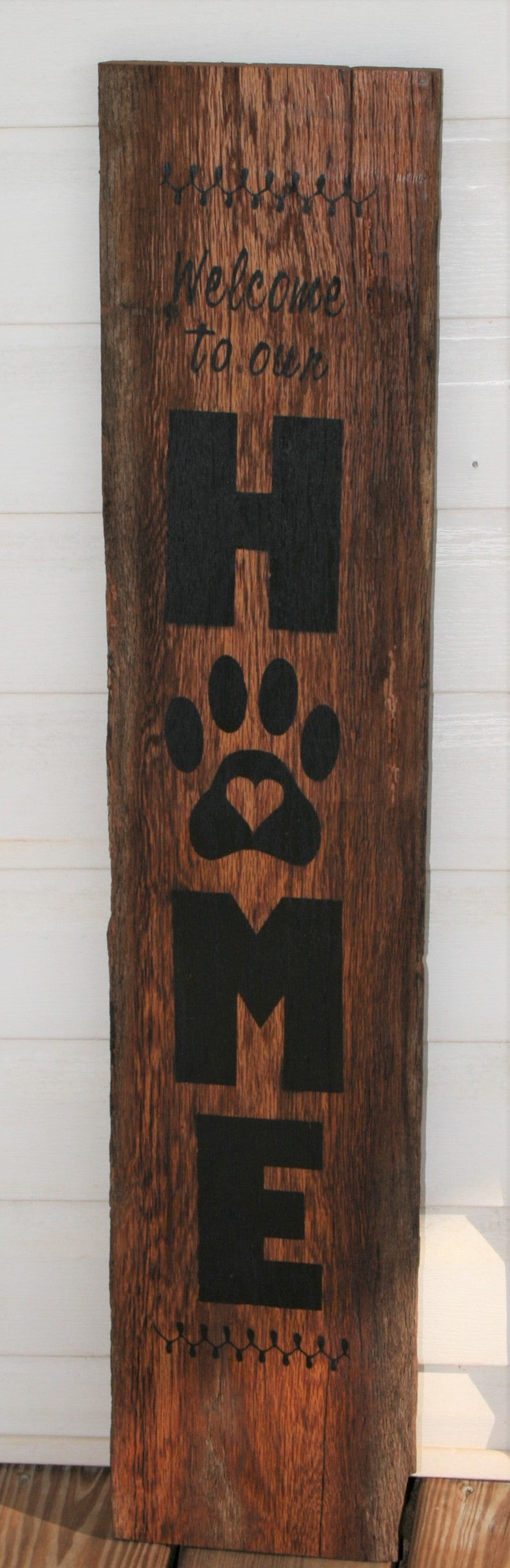 Paw Print Welcome to our Home Porch Leaner